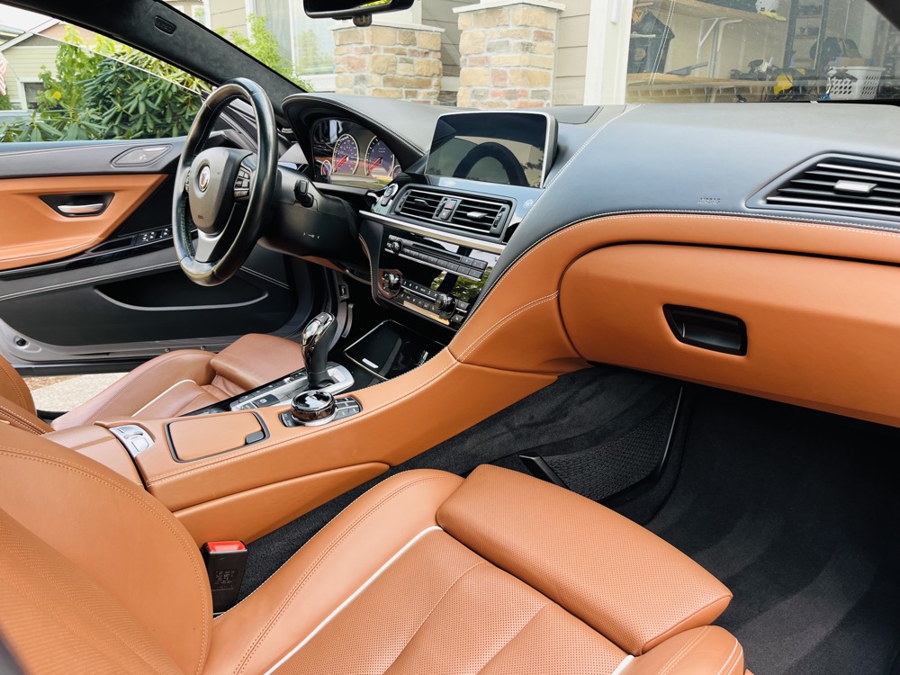 Detailed leather interior of a BMW